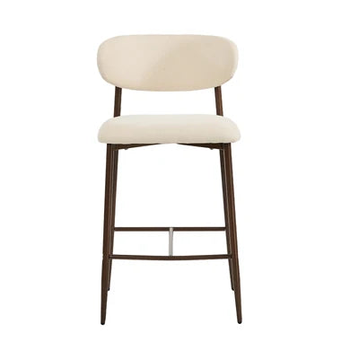 BS-HD-SPA-WNBG-2PC Oikiture 2x Bar Stools Kitchen Stool Counter Chair Boucle Walnut