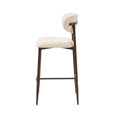 BS-HD-SPA-WNBG-2PC Oikiture 2x Bar Stools Kitchen Stool Counter Chair Boucle Walnut