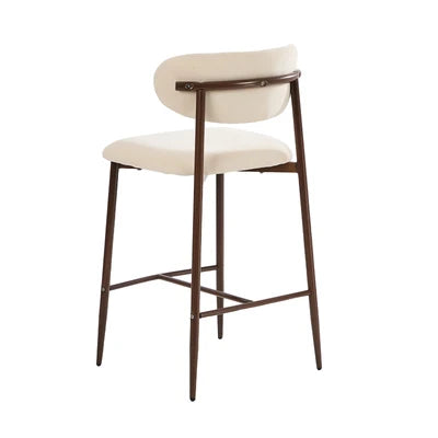 BS-HD-SPA-WNBG-2PC Oikiture 2x Bar Stools Kitchen Stool Counter Chair Boucle Walnut