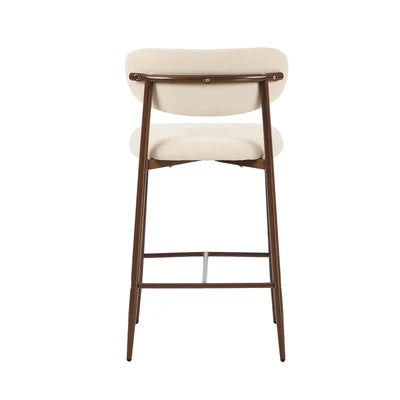 BS-HD-SPA-WNBG-2PC Oikiture 2x Bar Stools Kitchen Stool Counter Chair Boucle Walnut