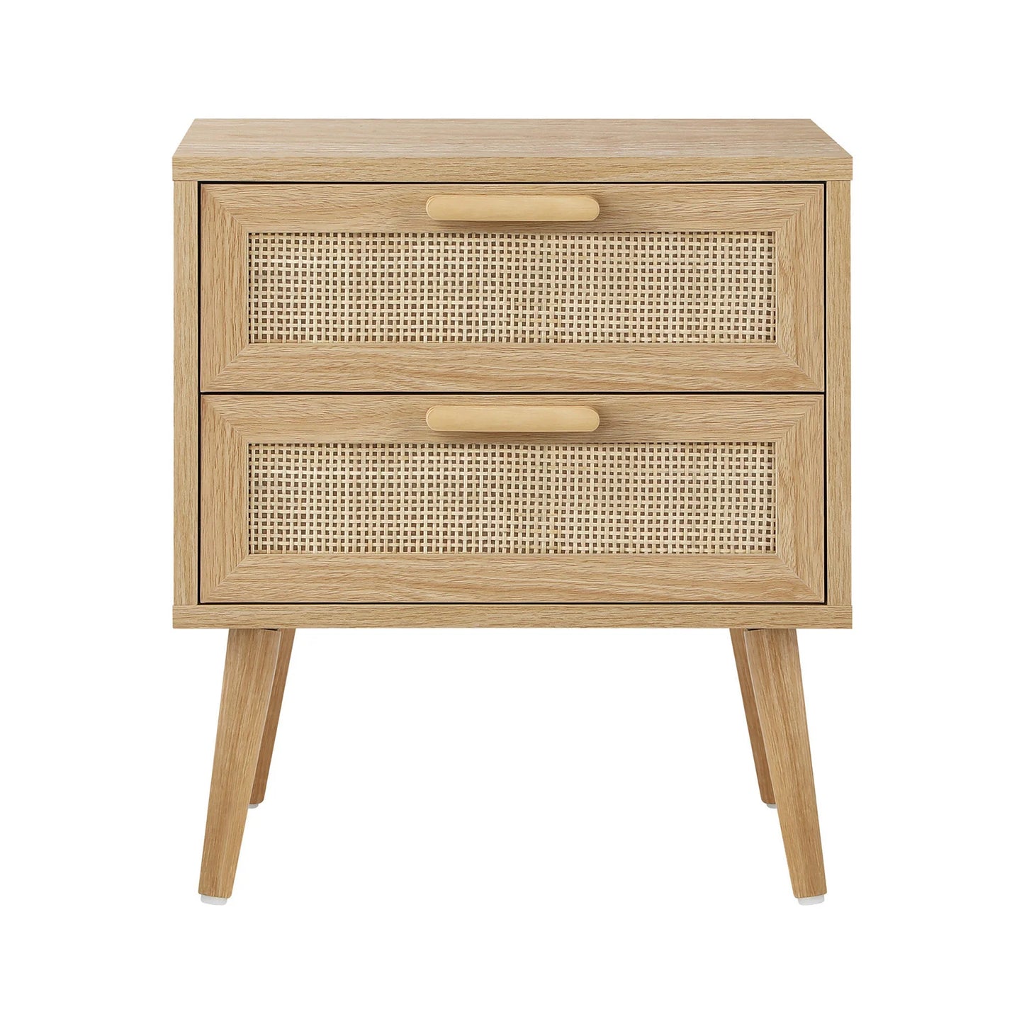 BT-A23-RAT-WD Bedside Table 2 Drawers Rattan Bedroom Storage Cabinet Furniture Wood