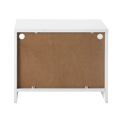 BT-B14-ANDY-WH Oikiture Bedside Tables Side Table RGB LED Drawers High Gloss Furniture White
