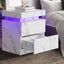 BT-BD-D5-LED-WH  Oikiture Bedside Table 2 Drawers LED Side Tables Nightstand Marble Effect White