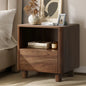Scratched BT-COCO-1S1D-WN Oikiture Bedside Table Nightstand One Drawer Open Shelf Handle-Free Walnut