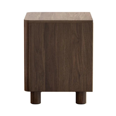 BT-COCO-1S1D-WN Oikiture Bedside Table Nightstand One Drawer Open Shelf Handle-Free Walnut