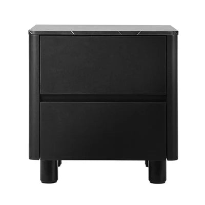 BT-COCO-2D-BK Oikiture Bedside Table 2 Drawers Storage Cabinet Nightstand Side Table Black