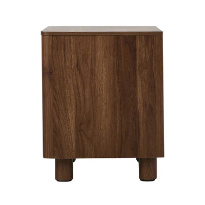 BT-COCO-2D-WN Oikiture Bedside Table 2 Drawers Storage Cabinet Nightstand Side Table Walnut