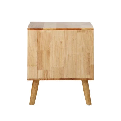 BT-GG-SOLI-2D-WD Oikiture Bedside Table 2 Drawers Storage Nightstand Solid Wood Natural