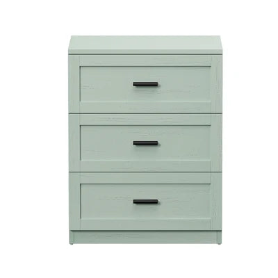 BT-LECI-3D-GN Oikiture Bedside Table 3 Drawers Nightstand Cabinet End Table Green