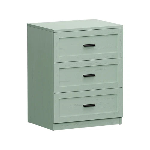 BT-LECI-3D-GN Oikiture Bedside Table 3 Drawers Nightstand Cabinet End Table Green