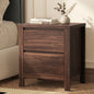 BT-NAVI-2D-WN Oikiture Bedside Table 2 Drawers Storage Nightstand Handle-Free Walnut