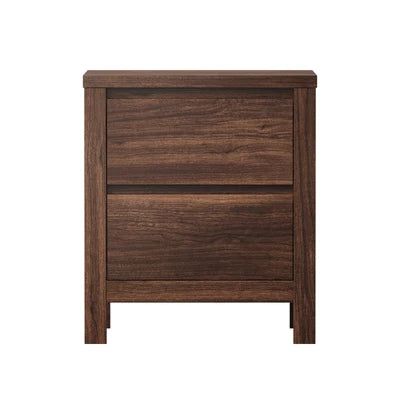 BT-NAVI-2D-WN Oikiture Bedside Table 2 Drawers Storage Nightstand Handle-Free Walnut
