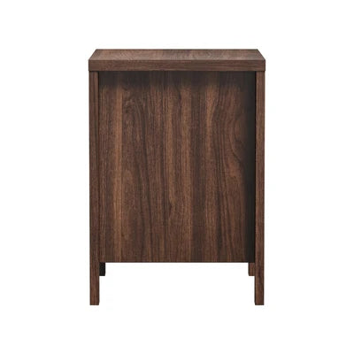 BT-NAVI-2D-WN Oikiture Bedside Table 2 Drawers Storage Nightstand Handle-Free Walnut
