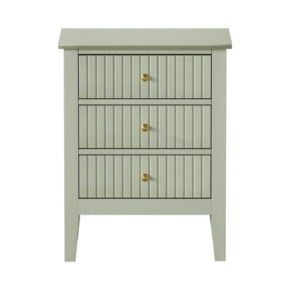 BT-PRIN-3D-GN Oikiture Bedside Table 3 Drawers Side End Storage Furniture Nightstand Green