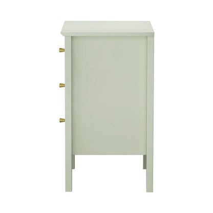 BT-PRIN-3D-GN Oikiture Bedside Table 3 Drawers Side End Storage Furniture Nightstand Green