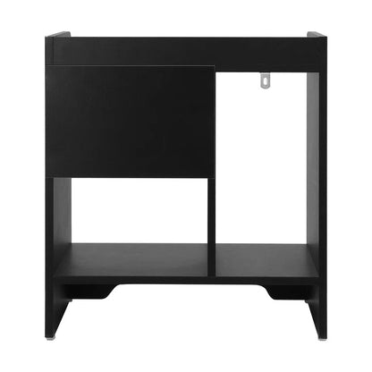 BT-SHEE-BK Oikiture Bedside Tables Side Table Nightstand Storage Drawer Shelf Bedroom Black