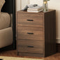 BT-SUNNE-3D-WN Oikiture Bedside Table 3 Drawers Nightstand Bedroom Storage Side End Walnut