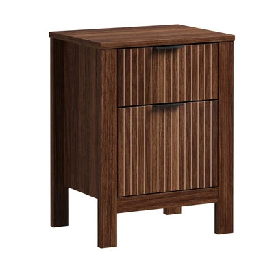 Scratched BT-TICK-1S1D-WN Oikiture Modern Bedside Table Nightstand Drawer Shelf Door Cabinet Walnut