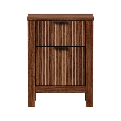 Scratched BT-TICK-1S1D-WN Oikiture Modern Bedside Table Nightstand Drawer Shelf Door Cabinet Walnut