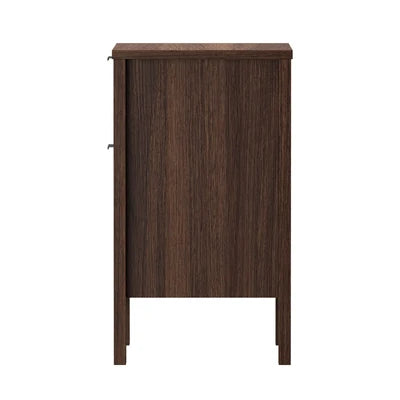 BT-TICK-1S1D-WN Oikiture Modern Bedside Table Nightstand Drawer Shelf Door Cabinet Walnut
