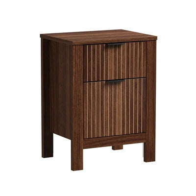 BT-TICK-1S1D-WN Oikiture Modern Bedside Table Nightstand Drawer Shelf Door Cabinet Walnut