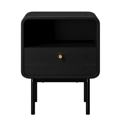 BT-VJ-SUYI-1D-BK Oikiture Bedside Table Side Table Bedroom Storage Nightstand Metal Black