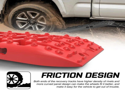 AU-XBRT006 X-BULL 2PCS Recovery Tracks Snow Tracks Mud tracks 4WD With 4PC mounting bolts Red