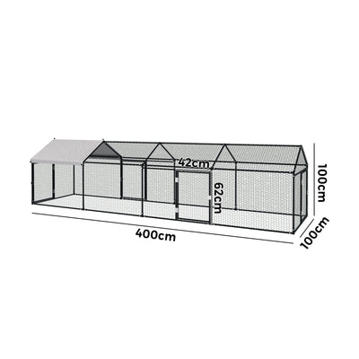 CAGE-QQ-CC411-2D Alopet 4x1x1M Chicken Coop with Cover Poultry Cage Run Yard Pet Rabbit Hutch
