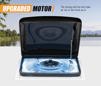 ROOF-VENT-280 San Hima Caravan RV Roof Vent w/ Built-in LED 280x280mm Smoke Blue