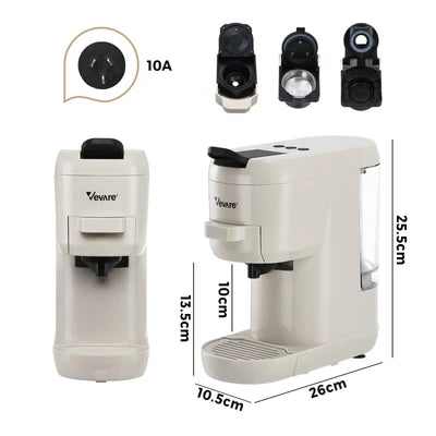 CM-3IN1-A1-MW Vevare Capsule Coffee Machine 19 Bars 3in1 Nespresso/Dolce-Gusto Maker