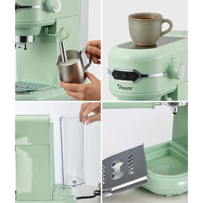 CM-EP-A4-MT Vevare Espresso Coffee Machine Latter Cappuccino Maker 19 Bar Milk Frother Mint
