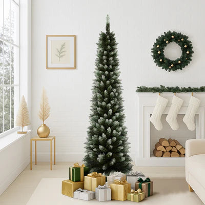CMT-SN-SLIM-WELL-6FT Tinseltown Slim Christmas Tree 1.8M 6FT Xmas Trees Decoration Green and White