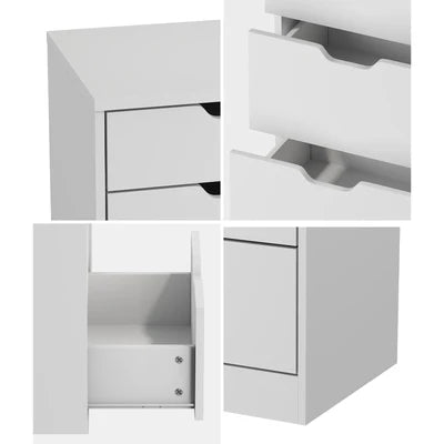 COD-BD-PMA-8D-WH-AB Oikiture 8 Chest of Drawers Tallboy Cabinet Dresser Bedroom Storage White