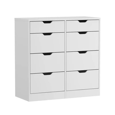 COD-BD-PMA-8D-WH-AB Oikiture 8 Chest of Drawers Tallboy Cabinet Dresser Bedroom Storage White