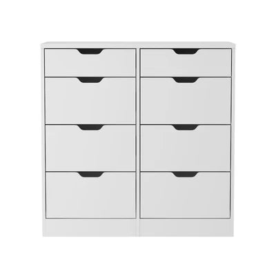 COD-BD-PMA-8D-WH-AB Oikiture 8 Chest of Drawers Tallboy Cabinet Dresser Bedroom Storage White