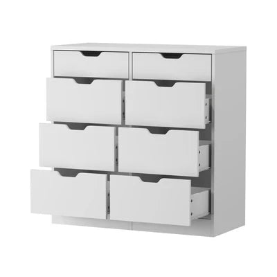 COD-BD-PMA-8D-WH-AB Oikiture 8 Chest of Drawers Tallboy Cabinet Dresser Bedroom Storage White