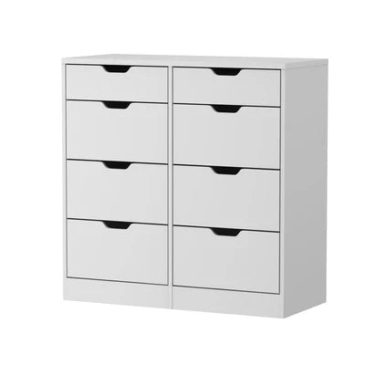 COD-BD-PMA-8D-WH-AB Oikiture 8 Chest of Drawers Tallboy Cabinet Dresser Bedroom Storage White