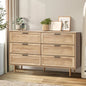 COD-EMMA-6D-WD-AB Oikiture 6 Chest of Drawers Dresser Chest Storage Cabinet Tallboy Natural