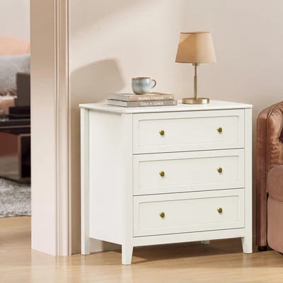 COD-FINE-3D-WH Oikiture 3 Chest Of Drawers Dresser Metal Handle Bedroom Storage White