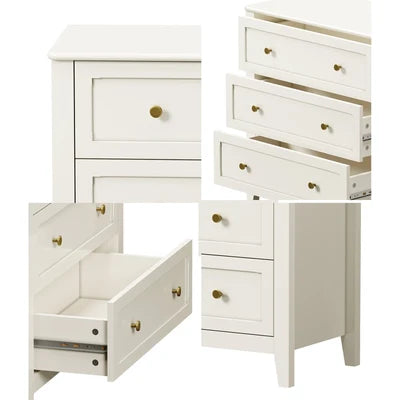 COD-FINE-3D-WH Oikiture 3 Chest Of Drawers Dresser Metal Handle Bedroom Storage White