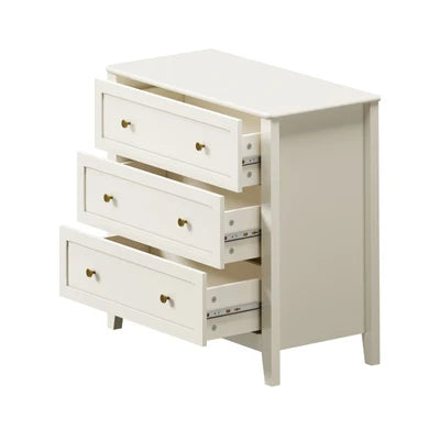 COD-FINE-3D-WH Oikiture 3 Chest Of Drawers Dresser Metal Handle Bedroom Storage White