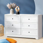 COD-HAMP-6D-WH-AB Oikiture 6 Chest of Drawers Tallboy Cabinet Dresser Storage Hamptons Furniture