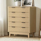 COD-HH-GLORY-5D-WD-AB Oikiture 5 Chest of Drawers Storage Cabinet Dressers Tallboy Stripe Natural