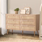 COD-OLIV-6D-WD-AB Oikiture 6 Chest of Drawers Dresser Chest Storage Cabinet Tallboy Rattan
