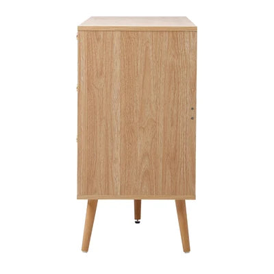COD-OLIV-6D-WD-AB Oikiture 6 Chest of Drawers Dresser Chest Storage Cabinet Tallboy Rattan