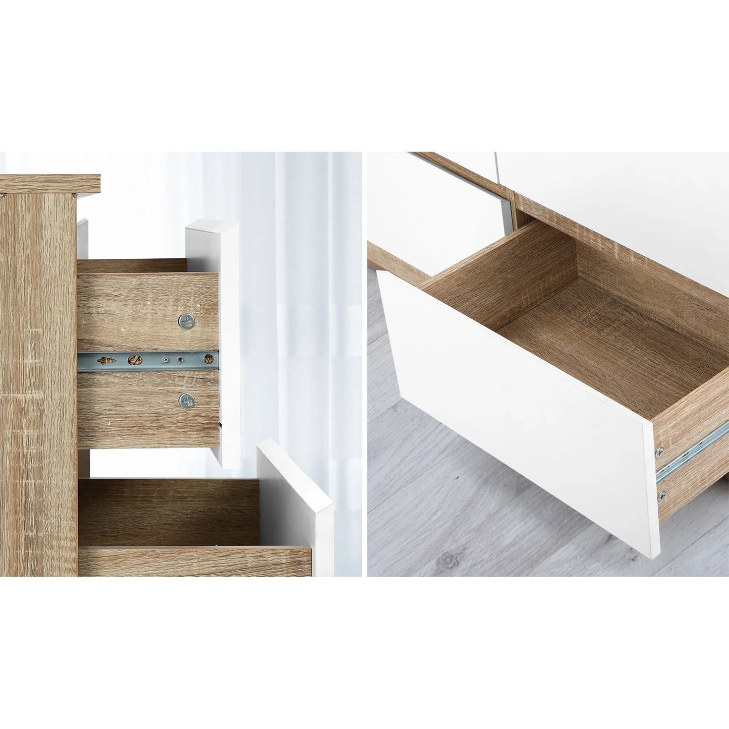 COD-PURI-8D-WHWD-AB Oikiture Chest of Drawers Tallboy Dresser Table Storage Cabinet Wooden White