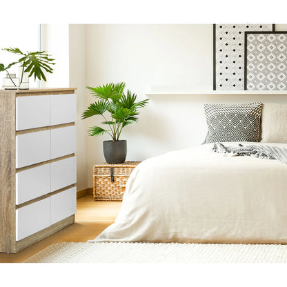 COD-PURI-8D-WHWD-AB Oikiture Chest of Drawers Tallboy Dresser Table Storage Cabinet Wooden White