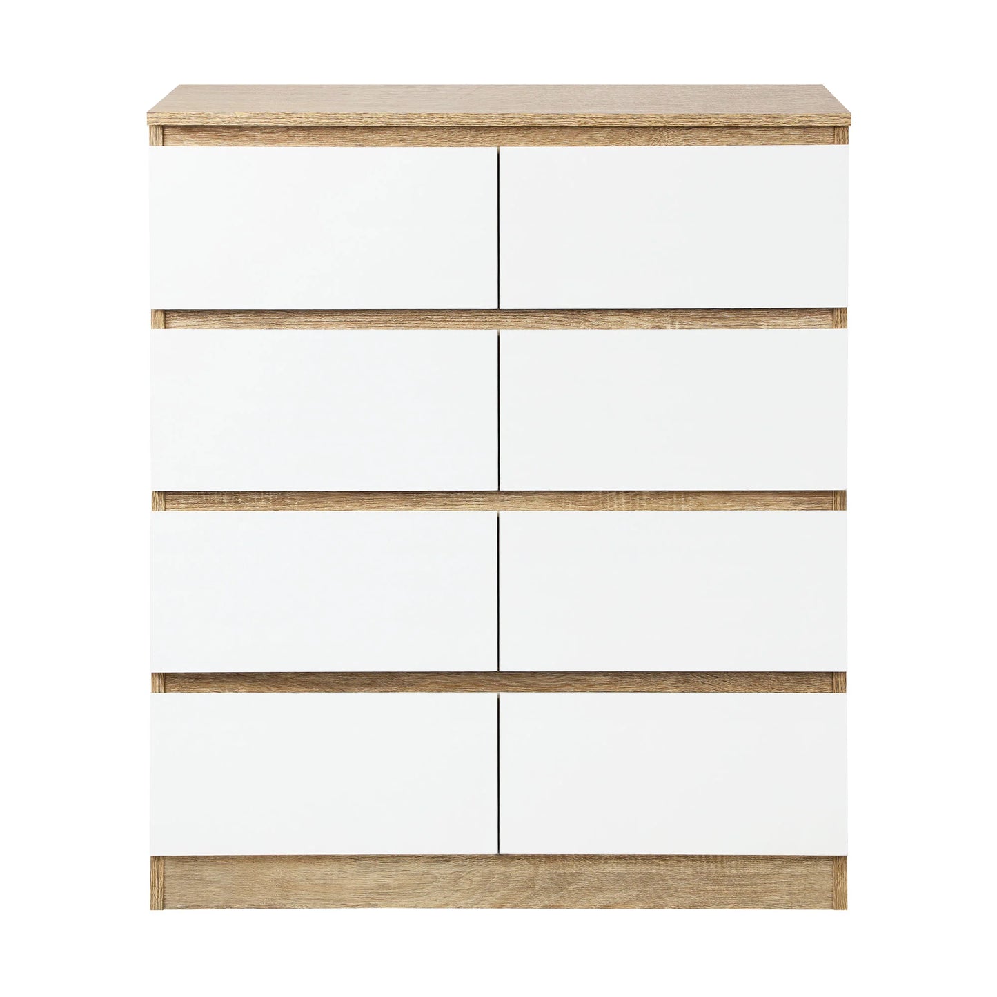 COD-PURI-8D-WHWD-AB Oikiture Chest of Drawers Tallboy Dresser Table Storage Cabinet Wooden White