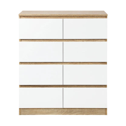 COD-PURI-8D-WHWD-AB Oikiture Chest of Drawers Tallboy Dresser Table Storage Cabinet Wooden White