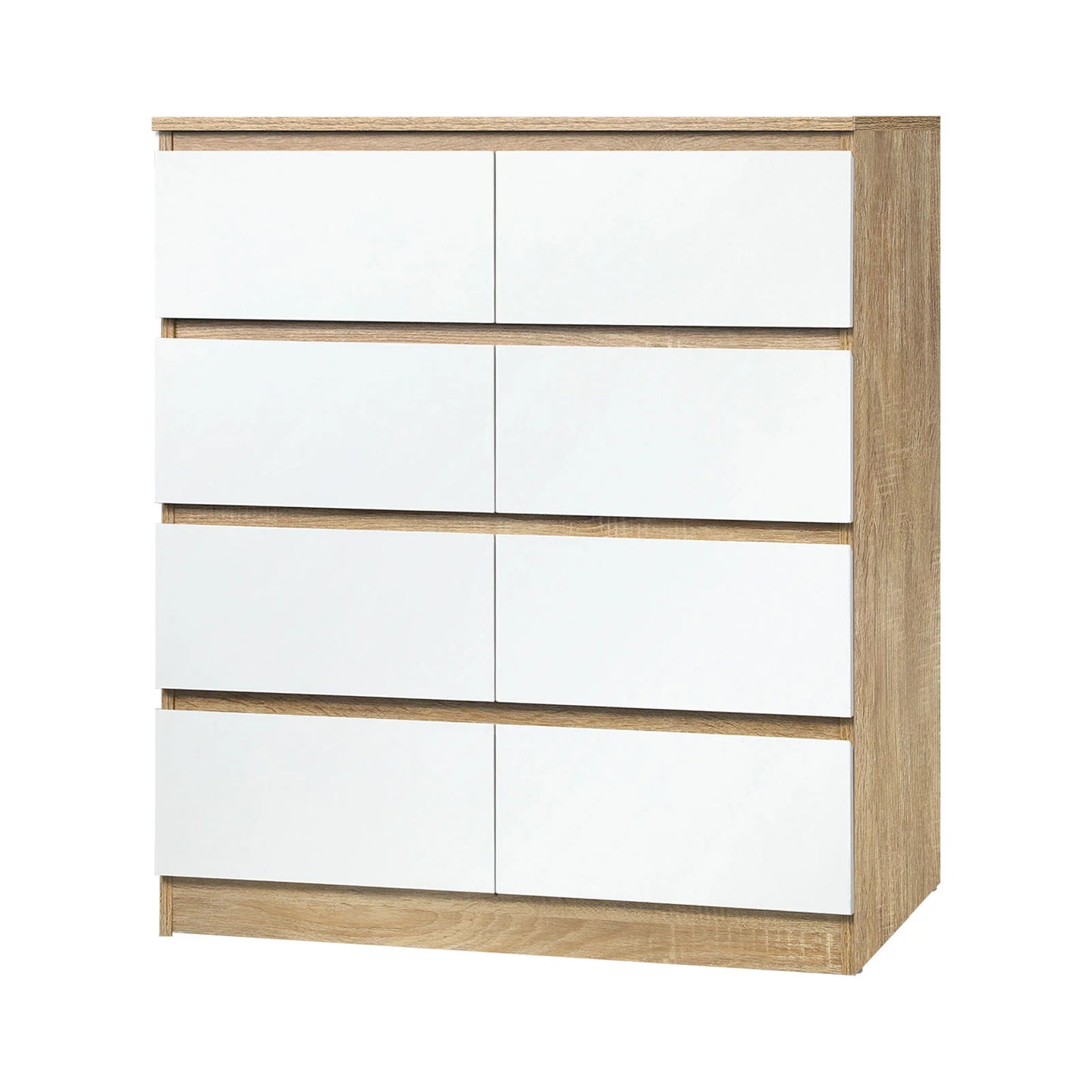 COD-PURI-8D-WHWD-AB Oikiture Chest of Drawers Tallboy Dresser Table Storage Cabinet Wooden White